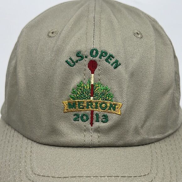 2013 US Open Merion USGA Golf Adjustable Cap/Hat Khaki Beige USGA Member - Picture 2 of 14